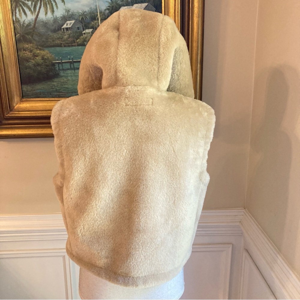 ZARA Tan Faux Shearling Fur Hooded Vest NWT - Picture 6 of 15